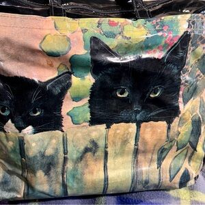 Ulster Weavers Vinyl PVC Peeping Tom (Cat) Tote Bag Lesley Holmes UK Artist